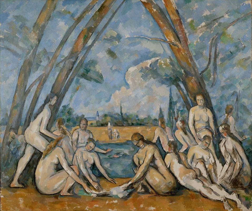 Paul Cézanne's 'The Large Bathers' showcases a group of bathers in a lush landscape.