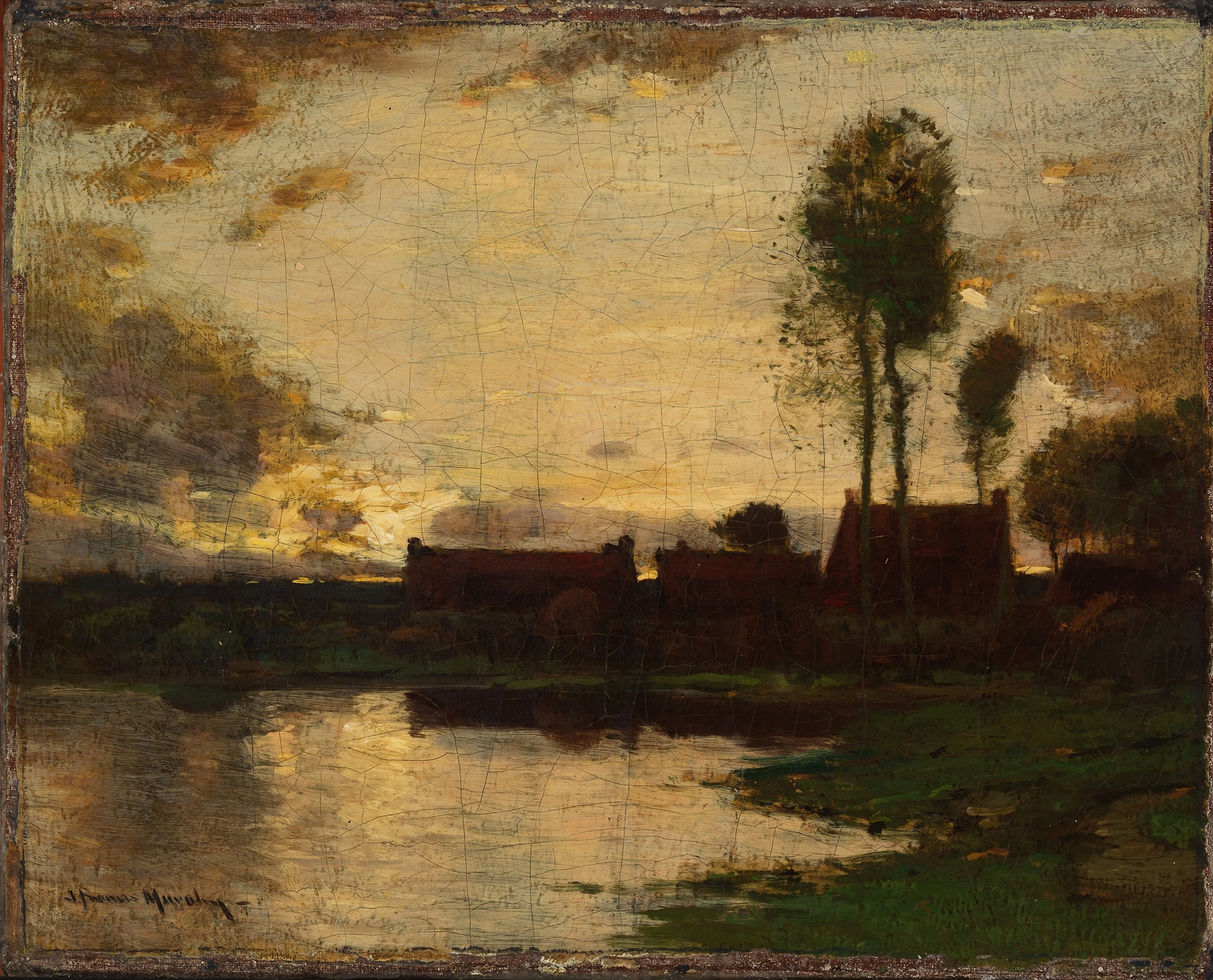 Small Landscape by John Francis Murphy, oil on canvas depicting gentle hills and greenery.