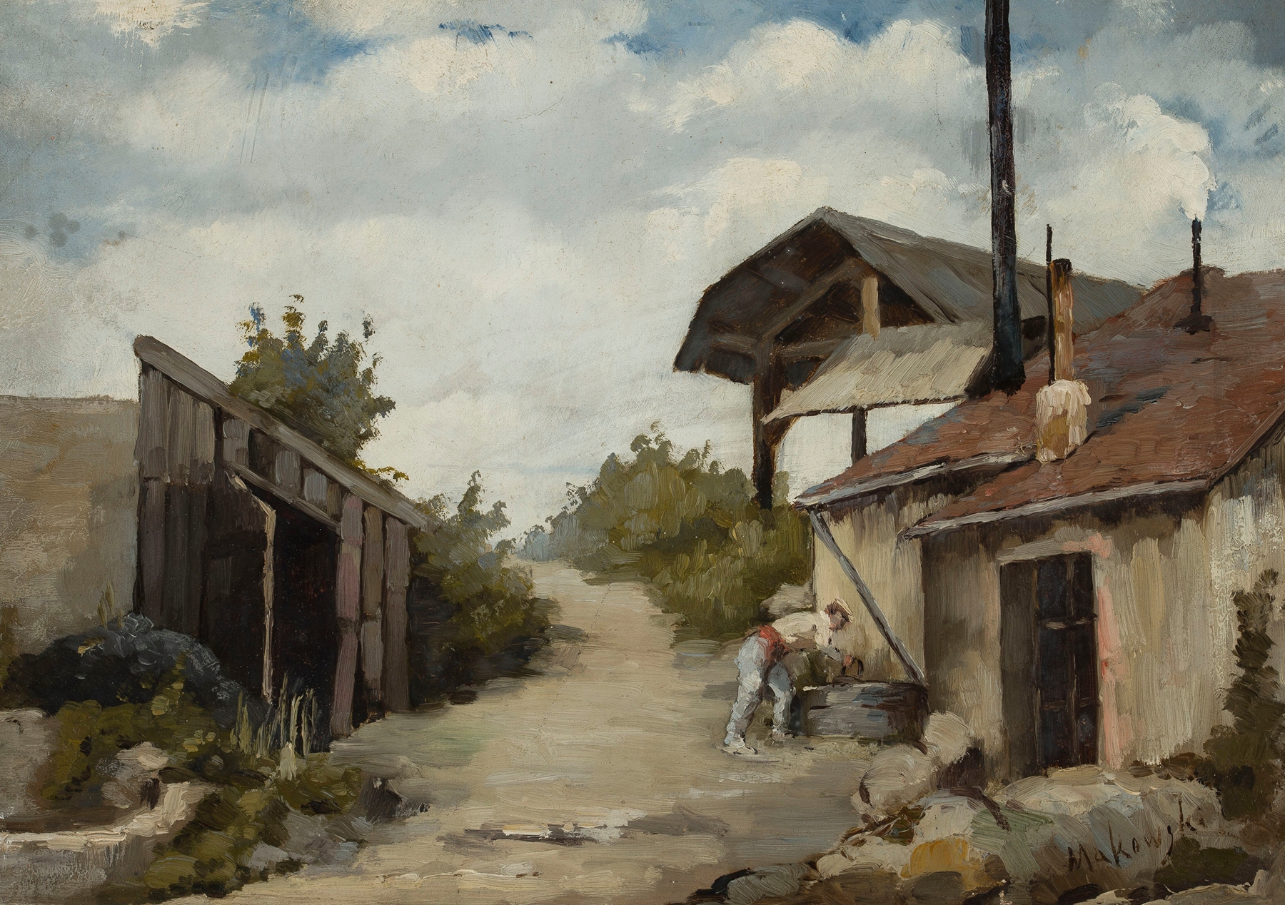 Landscape – Farmstead, by Tadeusz Makowski, public domain