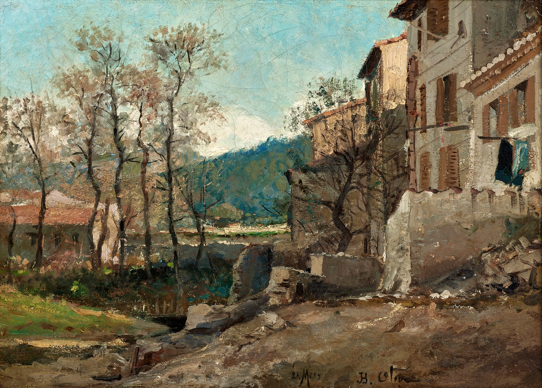 Landscape of Les environs de Marseille by Jean-Baptiste Olive, oil on canvas