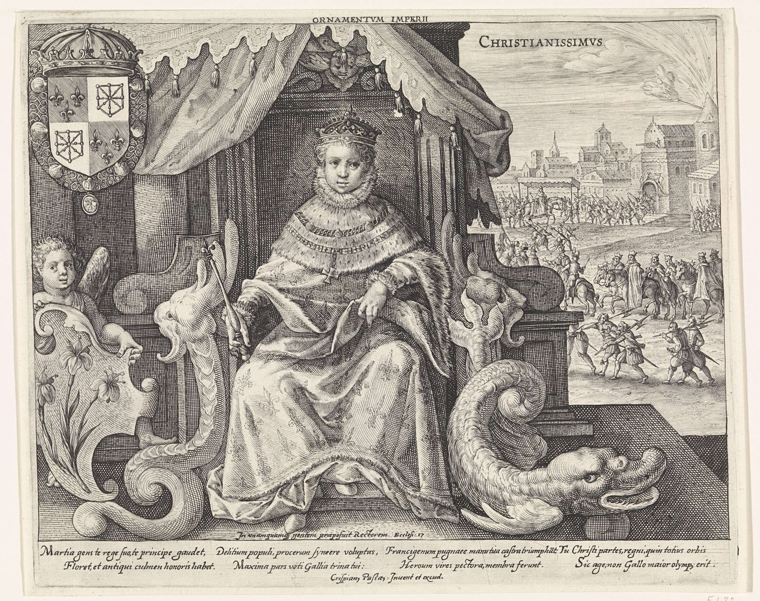 Medea in contemplation with Ganymede and eagle, engraving by Georg Pencz