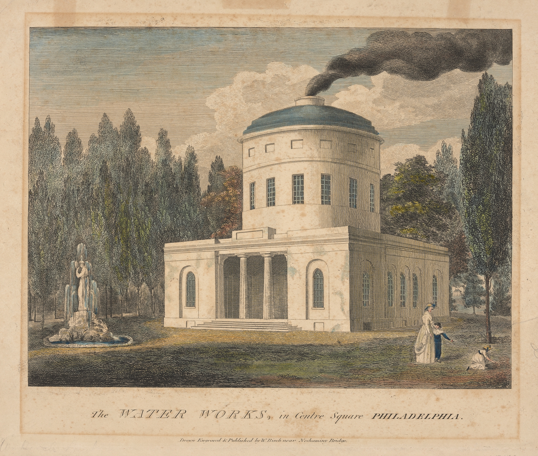 The Water Works, in Center Square Philadelphia, by William Russell Birch, public domain