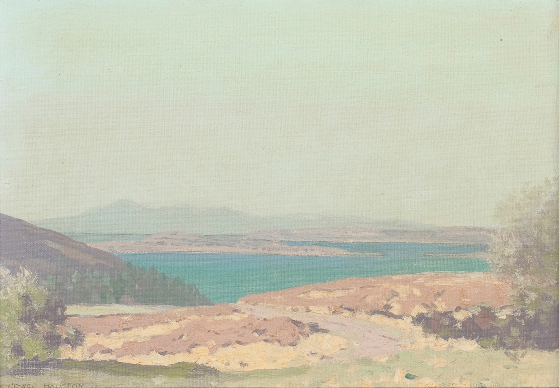 Landscape of the Clyde river by George Houston, oil painting