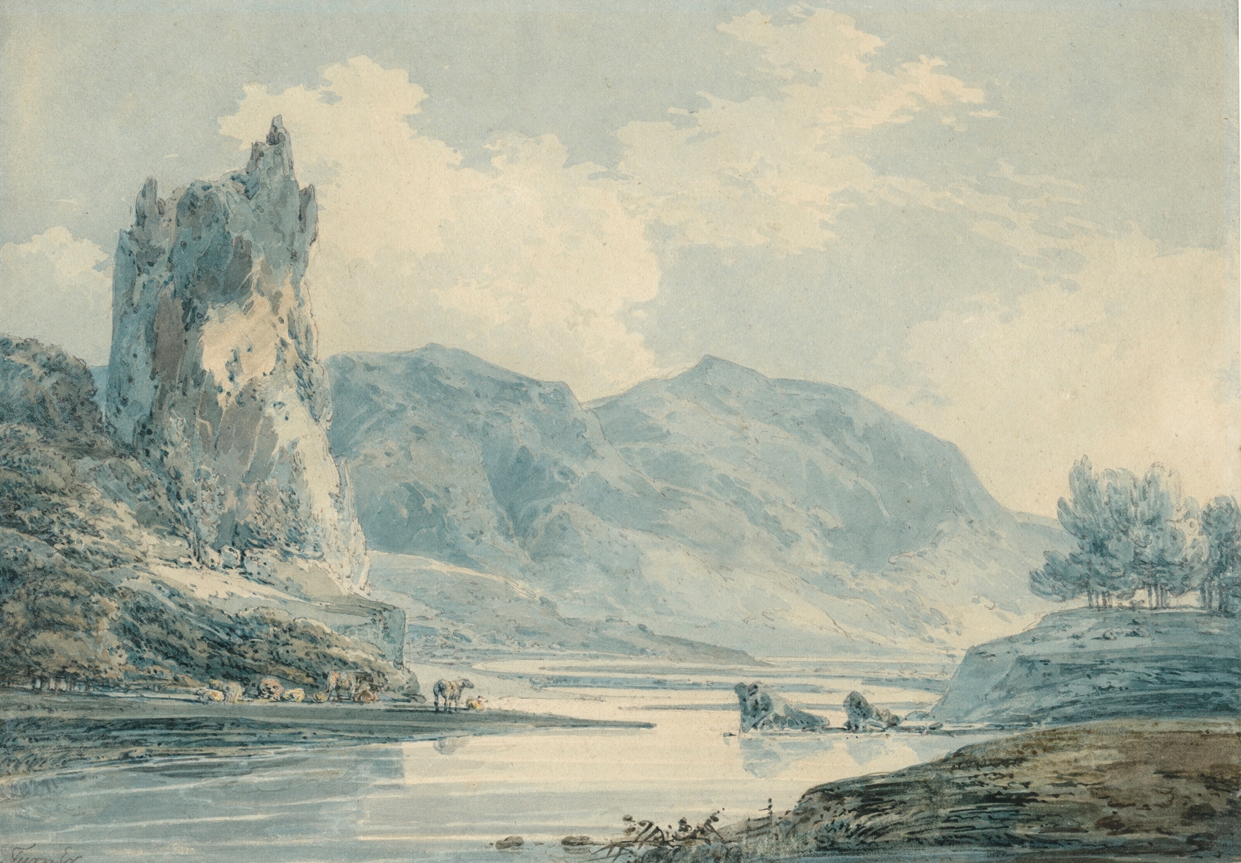 Ilam Rock, Dovedale, Derbyshire, by Joseph Mallord William Turner, public domain
