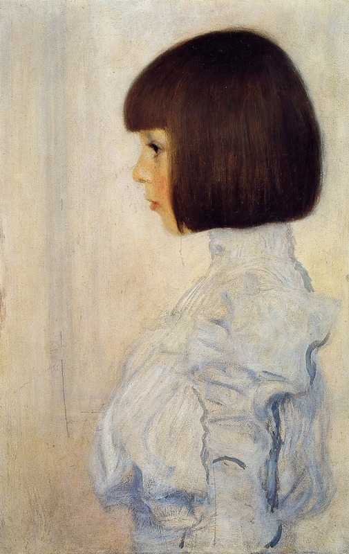 A portrait of Helene Klimt by Gustav Klimt, showcasing intricate patterns and vibrant colors.