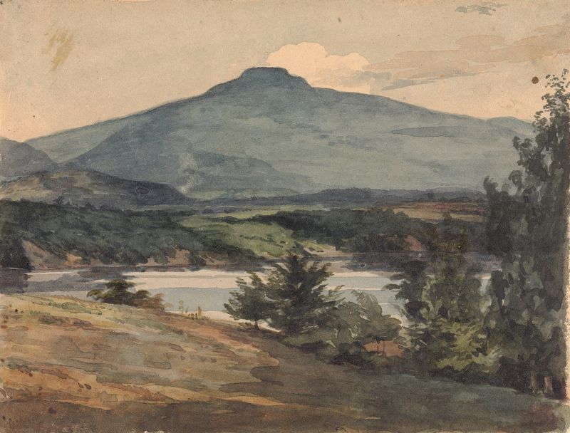 Paisagem de Thomas Sully, retratando um vale tranquilo sob um céu radiante, pintura a óleo