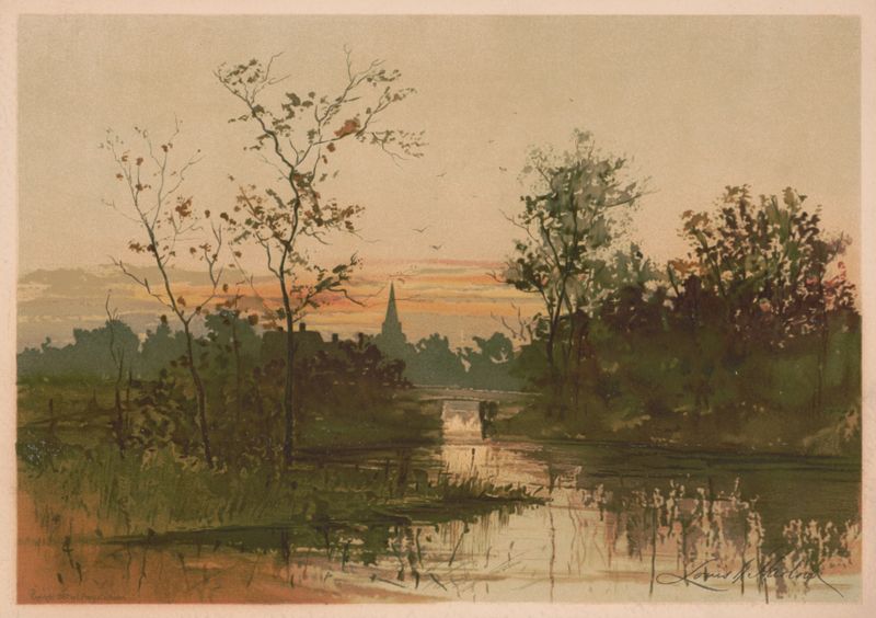 Landscape of Nemasket River, Maine by Louis Kinney Harlow, oil painting