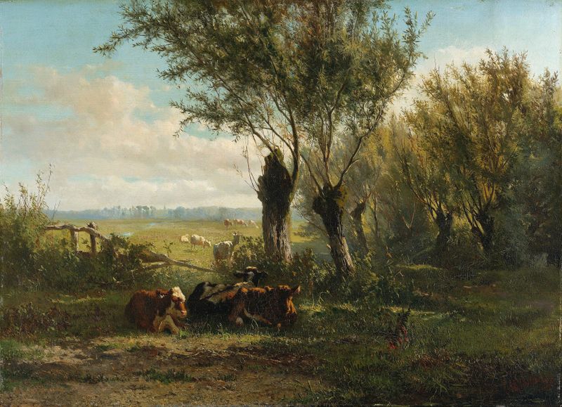 Meadow near Oosterbeek by Gerard Bilders, oil on canvas depicting a vibrant landscape with wildflowers.