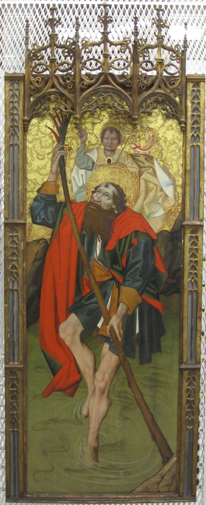São Cristóvão carregando o menino Cristo, óleo sobre painel de Master of Saint Ildefonso