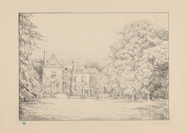 Landscape with a garden and house, oil on canvas by Simon Moulijn