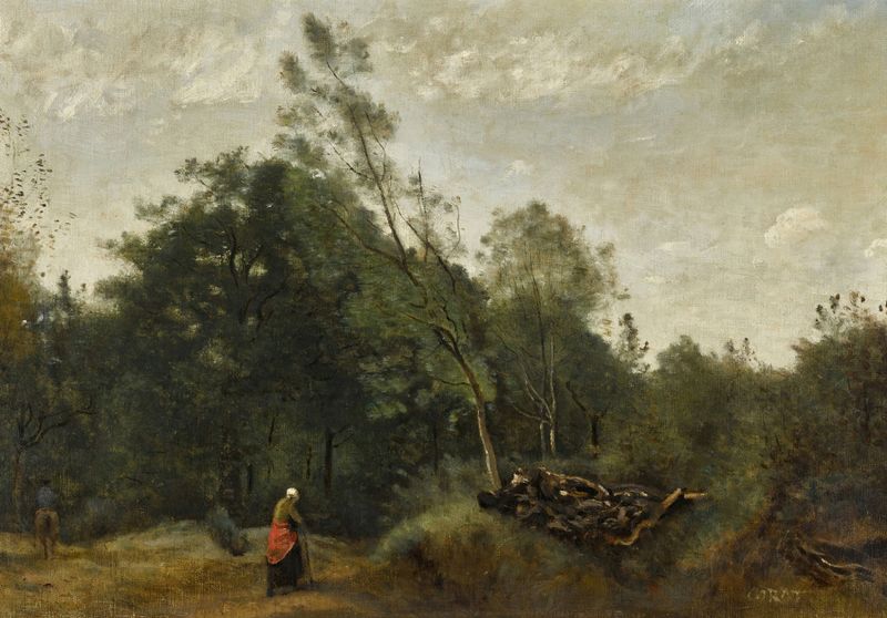Cena de floresta de Jean-Baptiste-Camille Corot, pintura a óleo