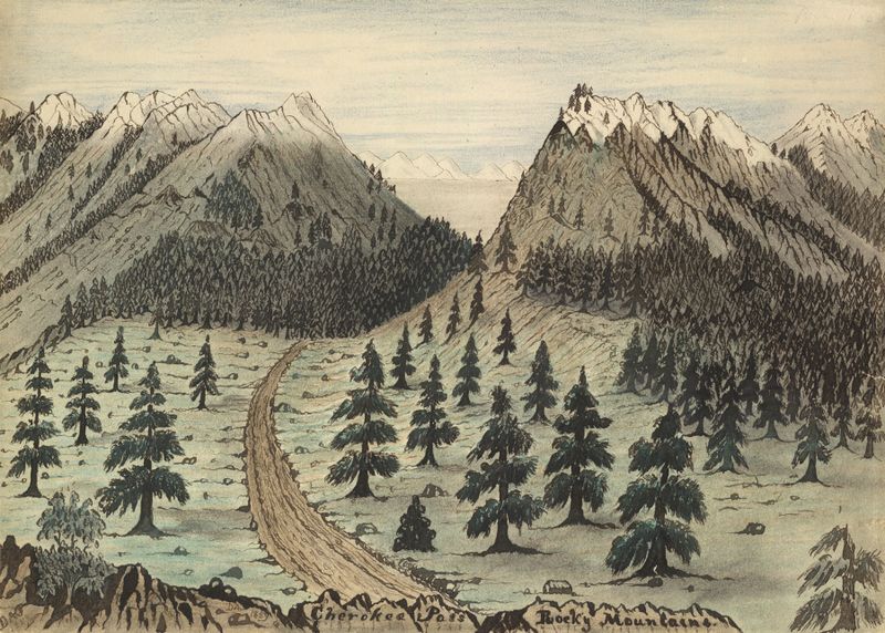 Paisaje de Cherokee Pass, Rocky Mountains, óleo sobre lienzo de Daniel A. Jenks
