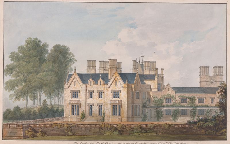 Watercolour by Sir Jeffry Wyatville depicting Lilleshall, Shropshire architecture