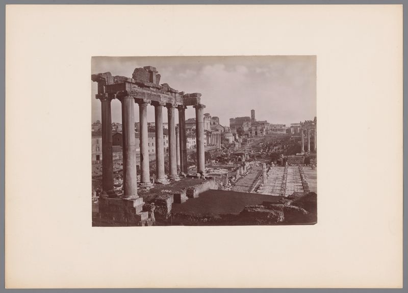 Albumen print of Forum Romanum with Temple of Saturn by Giacomo Brogi