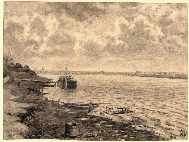 Oil on canvas by Boris Vasilievich Smirnov depicting the Irtysh River