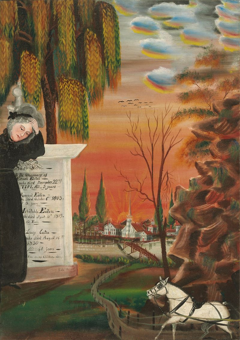 Memorial de la familia Eaton de Samuel Jordan, que representa un ángel dorado y detalles intrincados