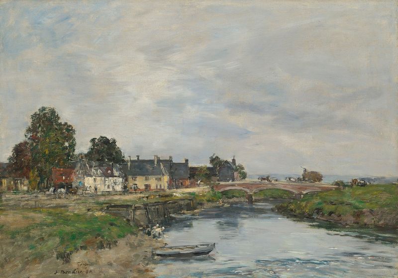 Cena marinha na maré baixa de Eugène Boudin, pintura a óleo