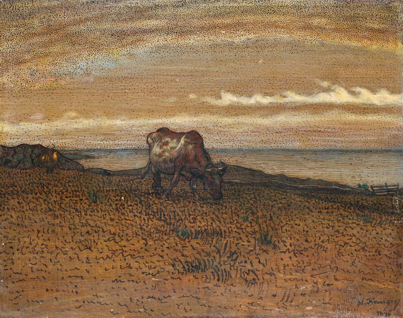 Landscape with gentle waves and horizon by Nils Kreuger, oil on canvas