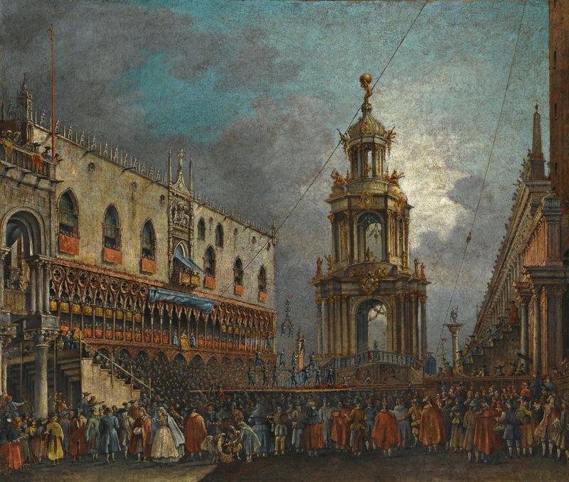 Rococo genre scene depicting Carnival in Venice by Francesco Zanin