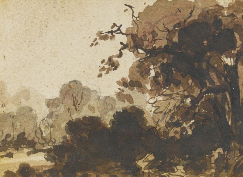 Wooded landscape with trees, oil on canvas by Ramsay Richard Reinagle