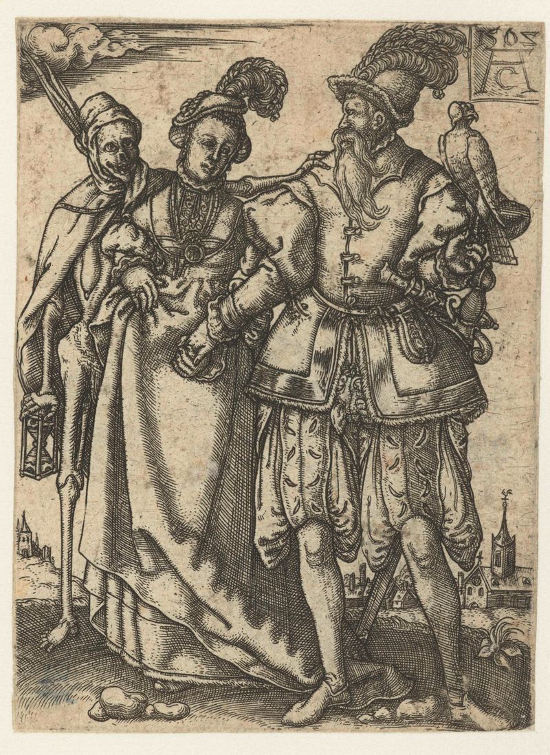 Engraving by Monogrammist AC depicting a couple embracing, 1562