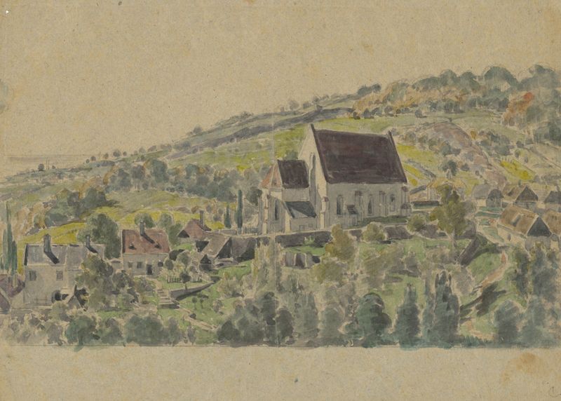 Gothic church in Jur near Bratislava, oil painting by Friedrich Carl von Scheidlin