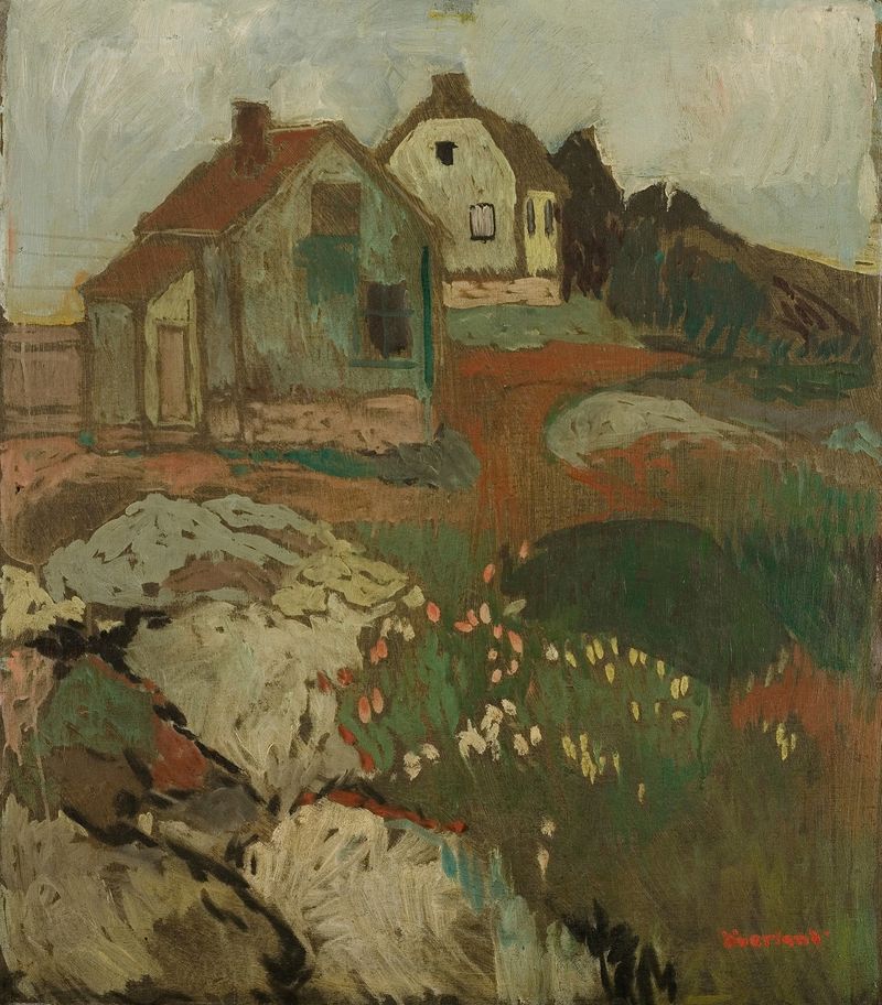 Post-Impressionism landscape with a house, by Arnulf Øverland