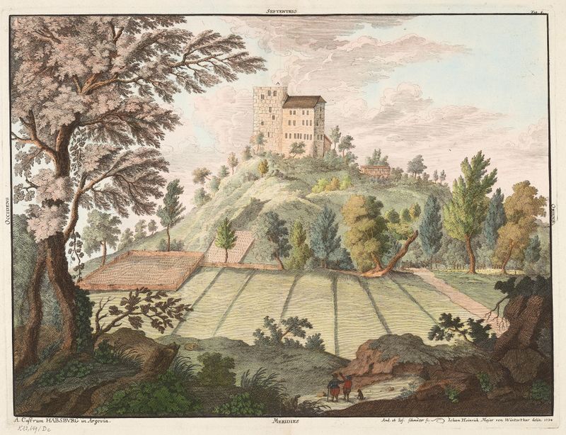 Paisaje de Schloss Habsburg, óleo sobre lienzo de Johann Jakob Meyer