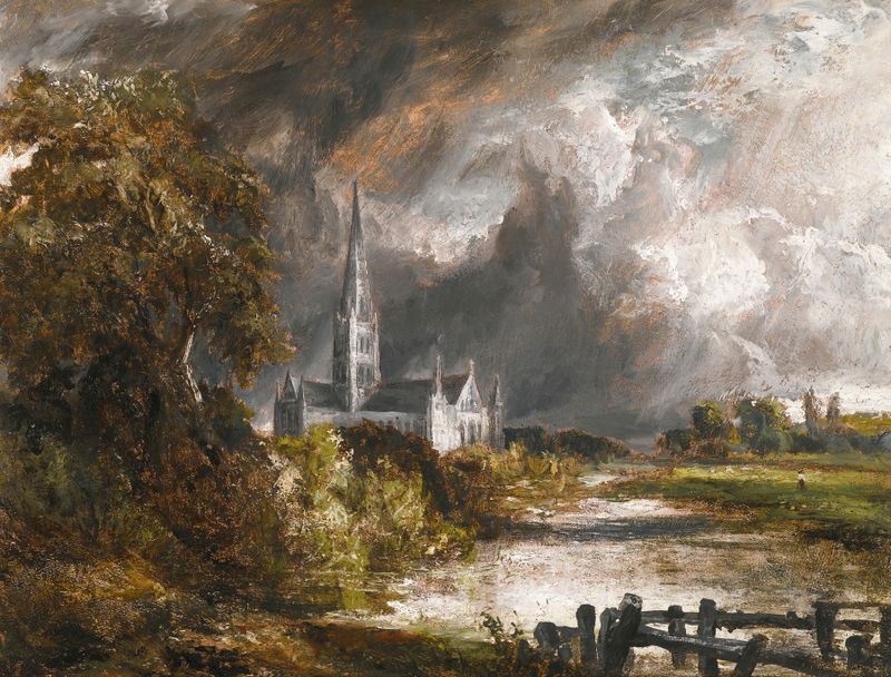Salisbury Cathedral from the meadows, oil on canvas by John Constable