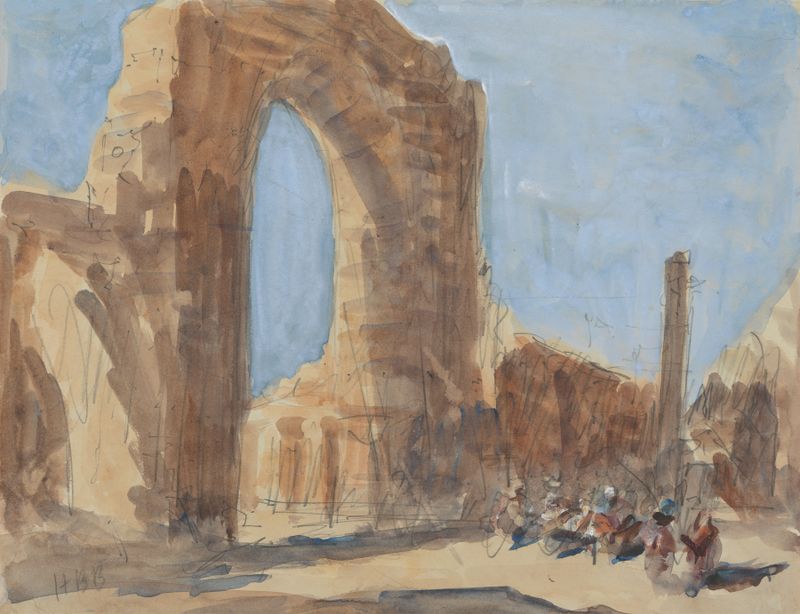 Iron Pillar and Quwwat-ul-Islam mosque, Islamic Art by Hercules Brabazon Brabazon