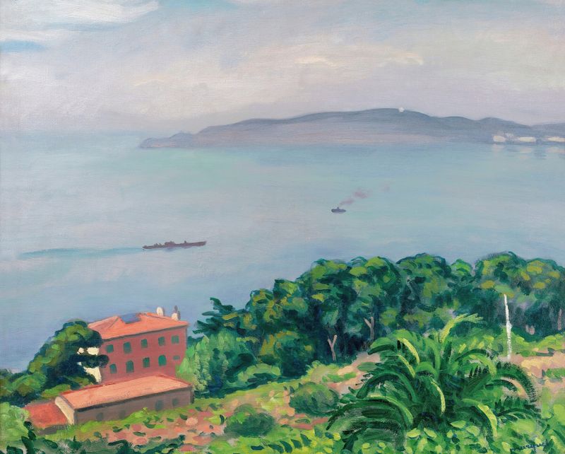 Cena marinha com ondas e luz em óleo sobre tela de Albert Marquet