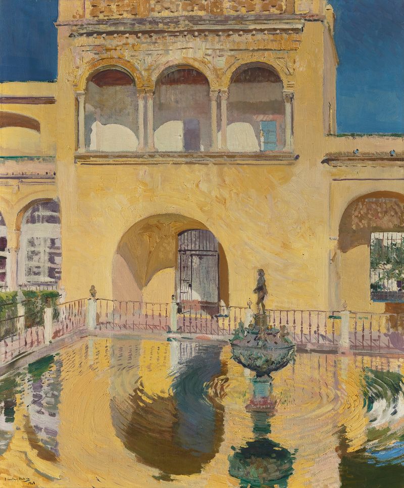 Oil painting of Palacio De Carlos V courtyard by Joaquín Sorolla