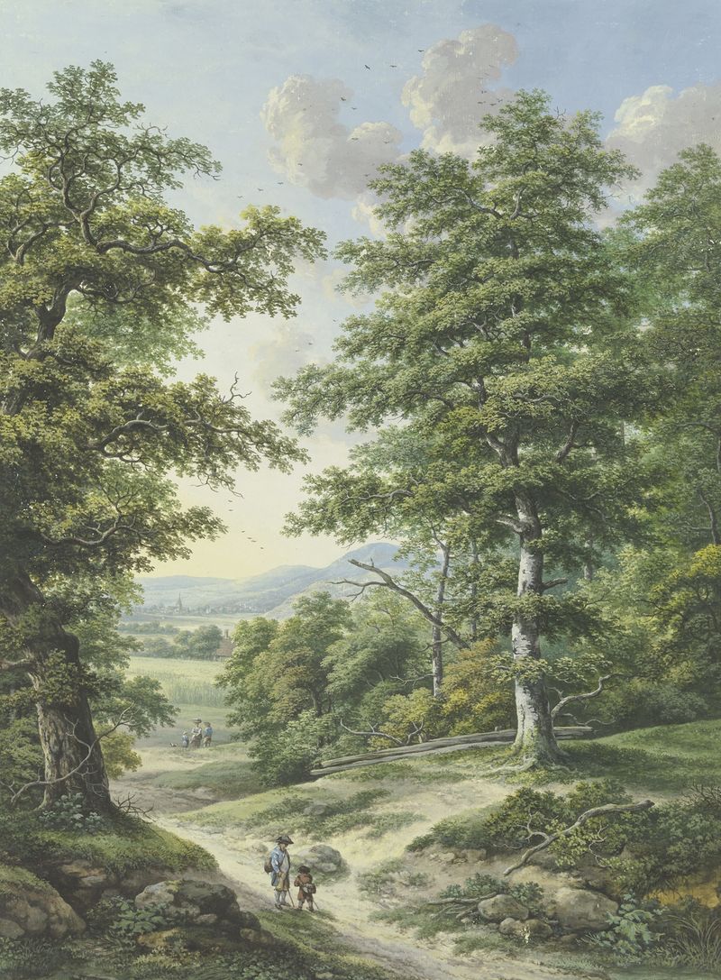 Landscape with cornfields and a village, oil on canvas by Karl Franz Kraul
