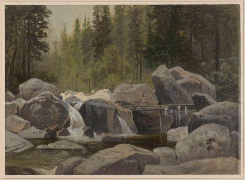 El arroyo Karkonosze con rocas, óleo sobre lienzo de Arthur Blaschnik