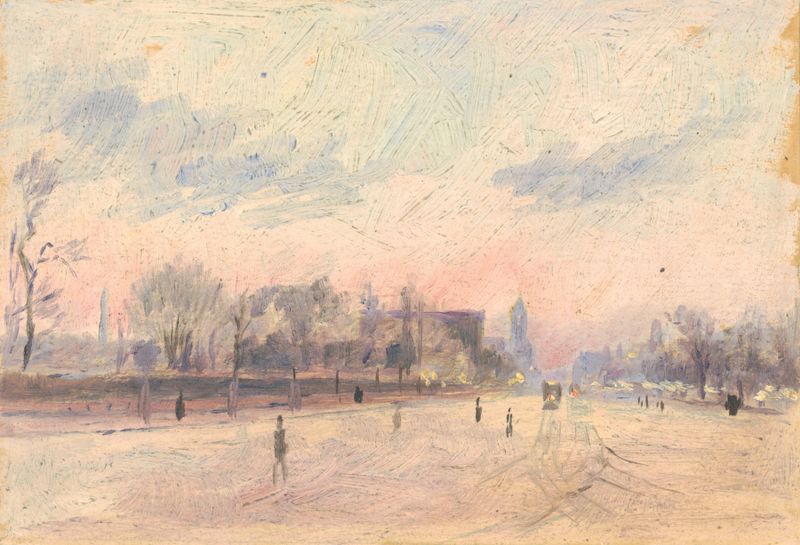 Figurative artwork by Dezider Czölder depicting a solitary figure in a street scene