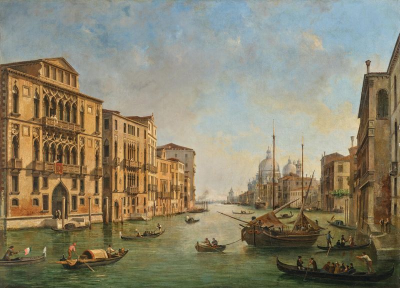 Twilight scene of the Grand Canal, oil on canvas by Luigi Querena