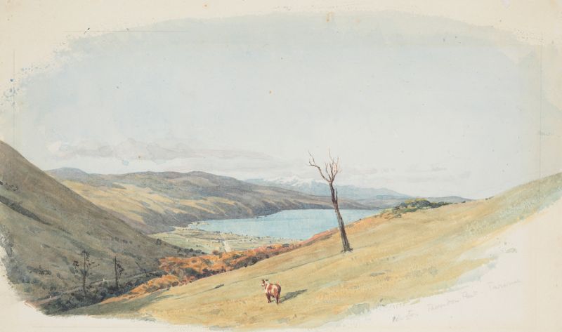 Paisaje con colinas y caminos, pintura al óleo de James Crowe Richmond