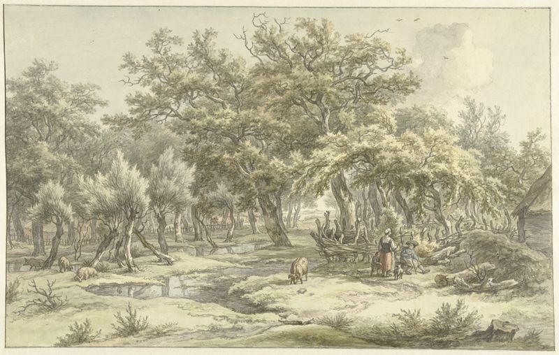 Landschap bij Eext (Drenthe) by Egbert van Drielst, oil painting of a serene landscape.