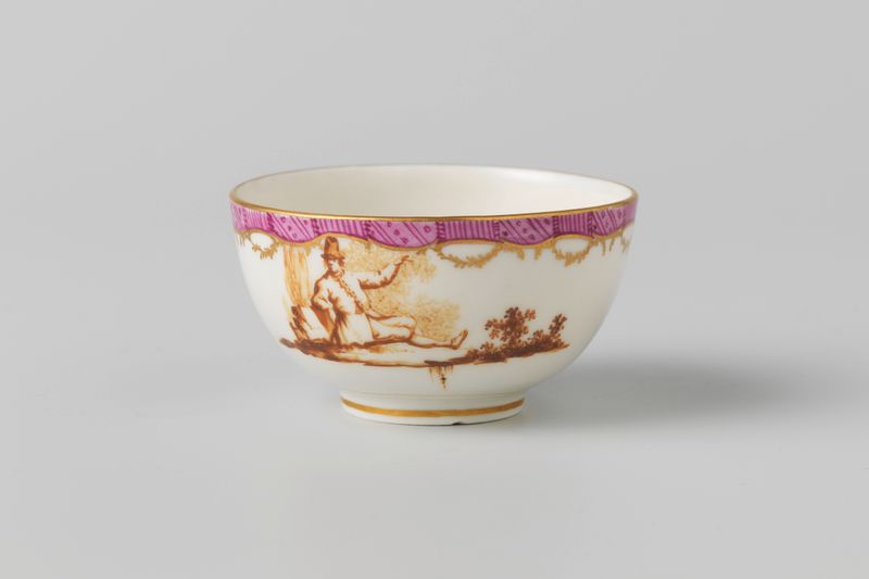 Chaleira de porcelana rococó de Manufacture Oud-Loosdrecht com motivos florais