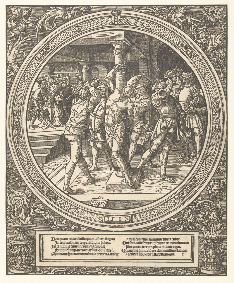Escena religiosa que representa a Cristo atado, papel de Jacob Cornelisz van Oostsanen