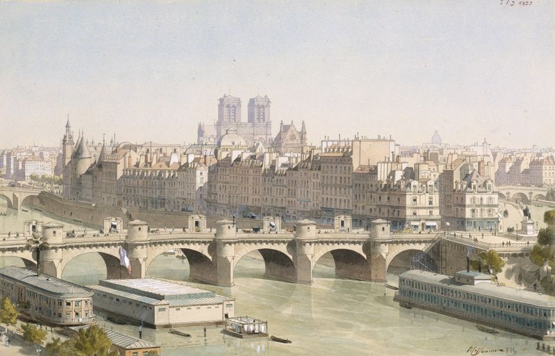 Cityscape of the Seine with the Pont-Neuf by Fédor Hoffbauer, medium unknown.
