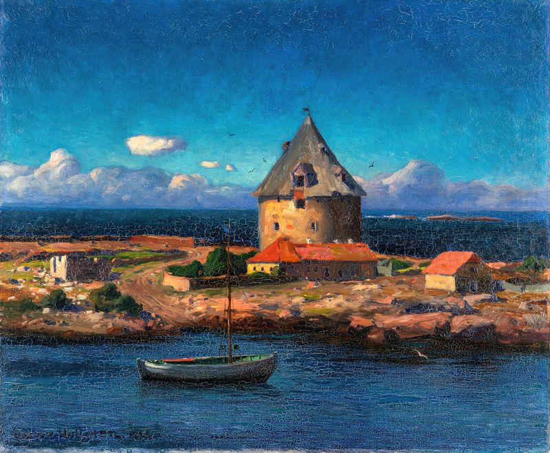 Landscape view from Christiansö, oil on canvas by Oscar Hullgren