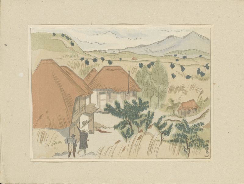 Kawakami hot springs by Morita Tsunetomo, Ukiyo-e, depicting tranquil water and nature.