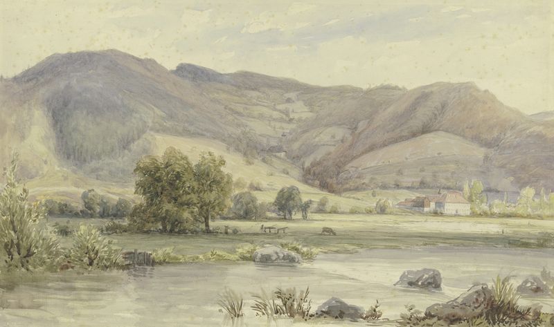 Landscape with high mountains by Peter Burnitz, medium unknown