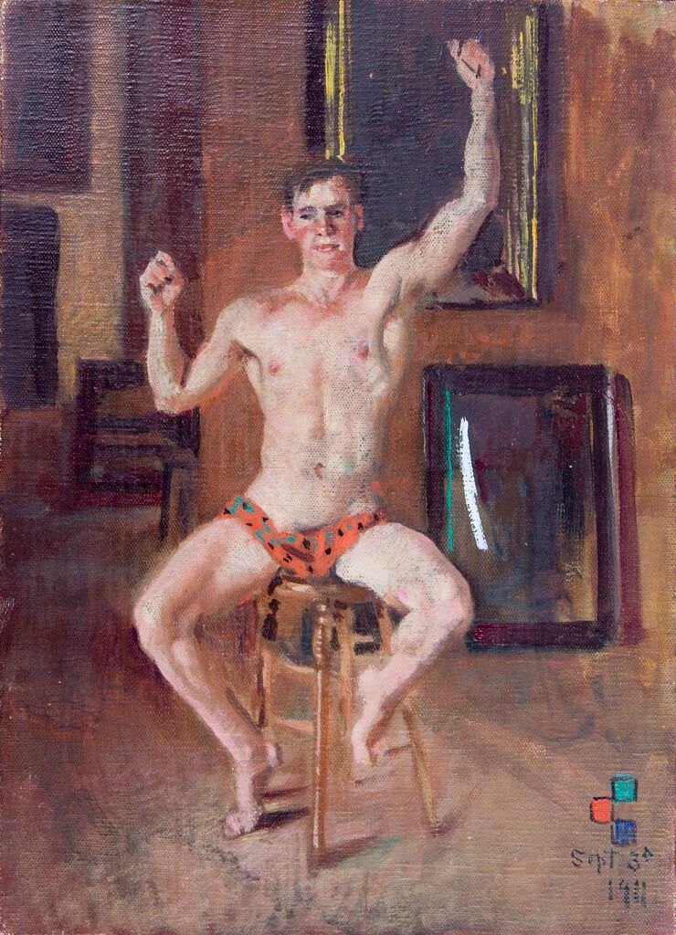 Retrato de un joven sentado, óleo sobre lienzo de Denman Waldo Ross