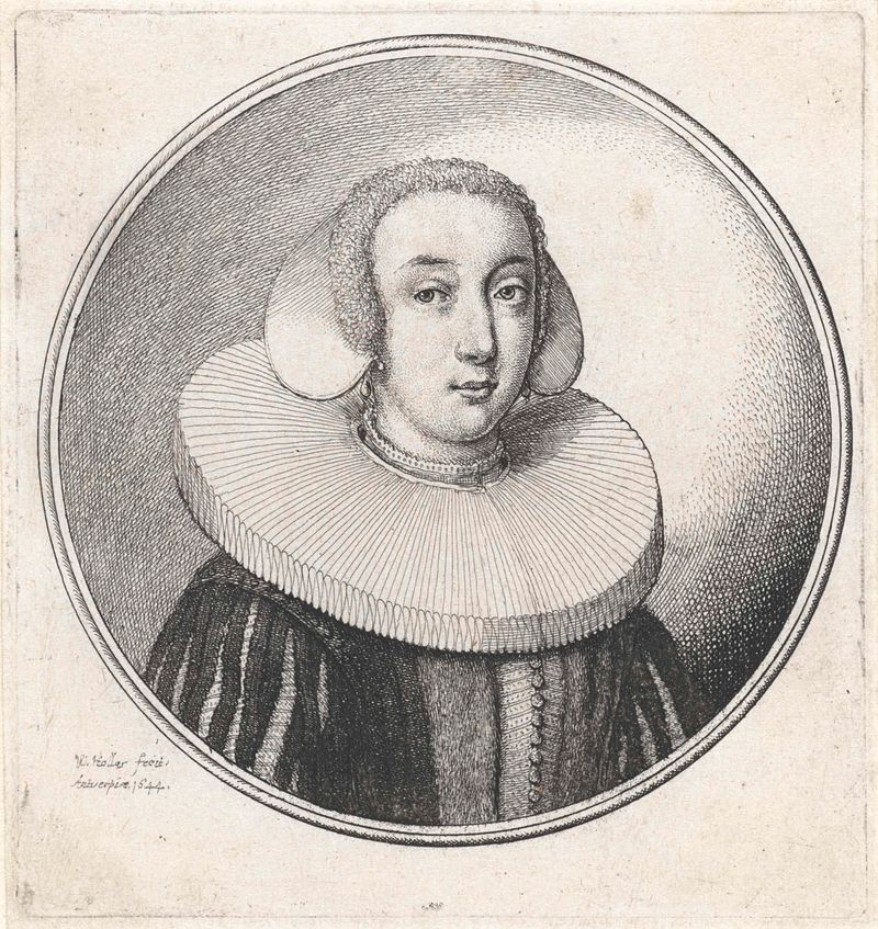 Retrato de uma mulher com colar plissado, gravura de Wenceslaus Hollar