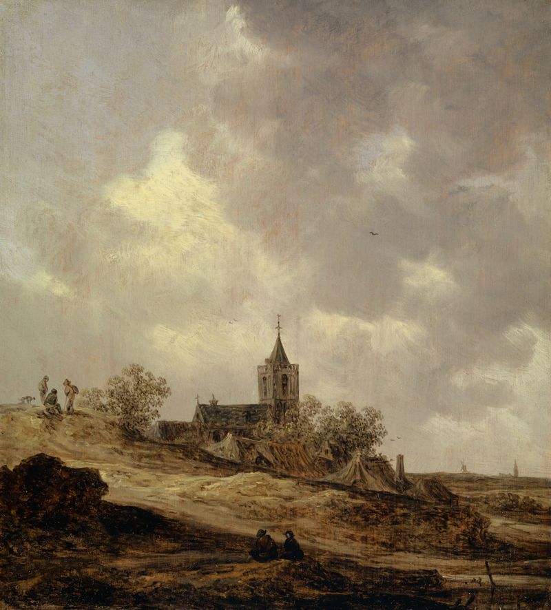 Village Church seen from the Dunes, oil on canvas by Jan van Goyen