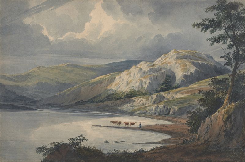 A Mountain Lake oil painting by William Turner of Oxford, featuring serene waters and mountains.