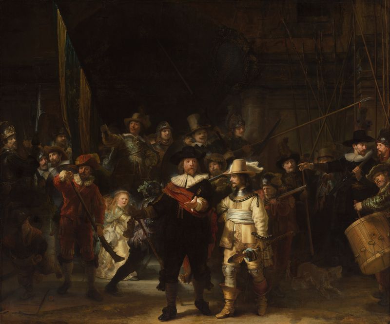 Historical scene of a militia company, oil painting by Rembrandt van Rijn