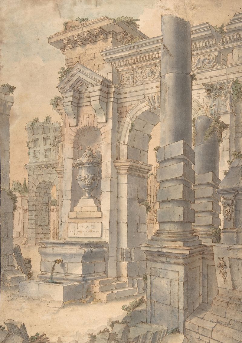 Diseño para una Decoración de Pared Pintada de Francesco Stagni, tinta sobre papel